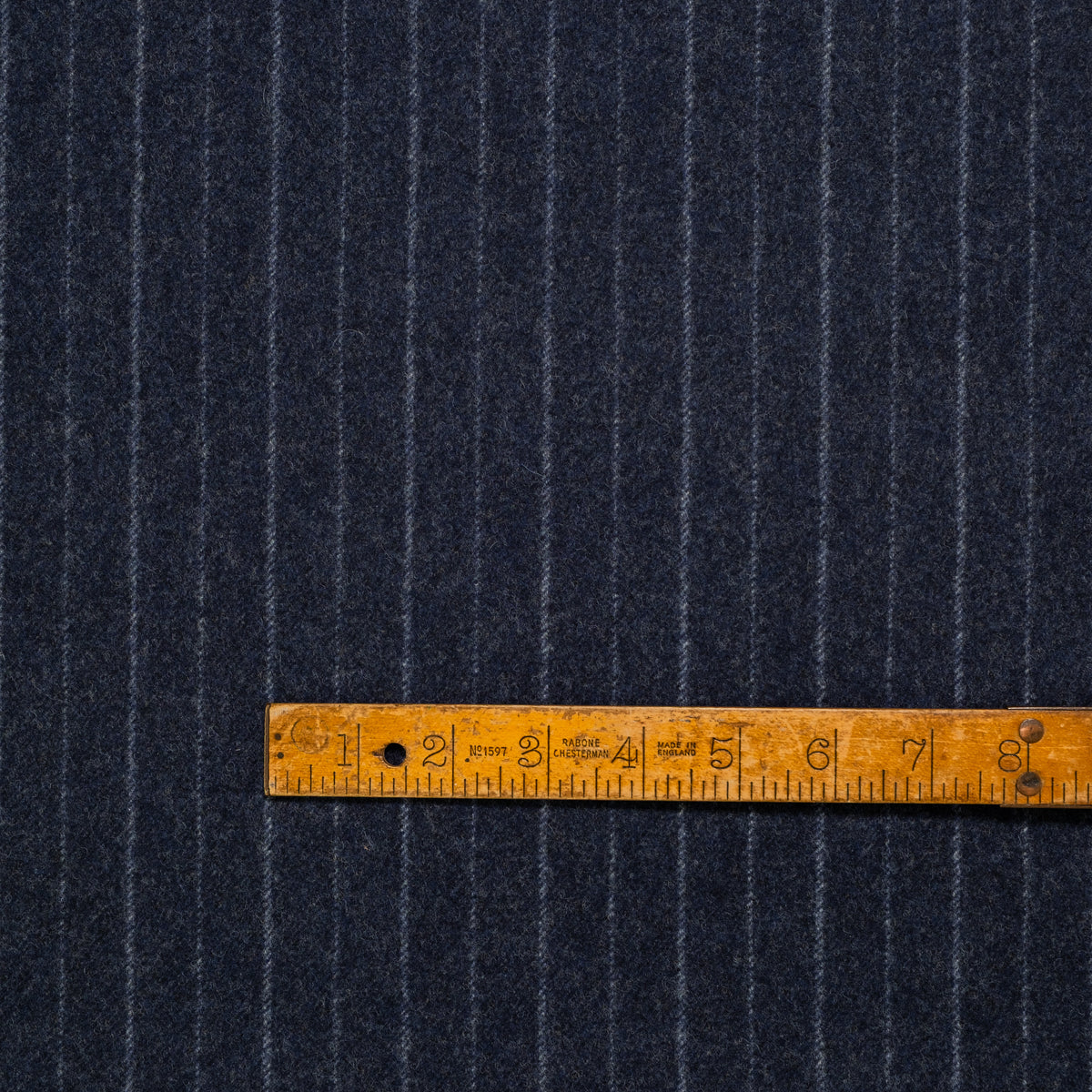 Gianni Chalk Stripe Torino Blue lambswool cloth by Fox Brothers