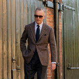 TD35 : Madgwick Brown Prince of Wales Check Tweed with Green Deco
