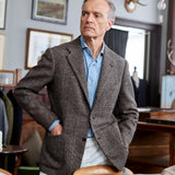TD35 : Madgwick Brown Prince of Wales Check Tweed with Green Deco