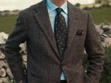 TD35 : Madgwick Brown Prince of Wales Check Tweed with Green Deco