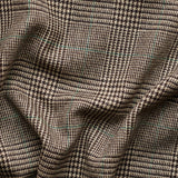 TD36 : Roadwater Glen Check Tweed in Peat Brown and Dry Stone with Hunter's Green Deco