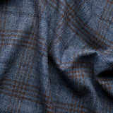 TD66 : Mid-Blue Tweed with Chocolate & Navy Windowpane Deco
