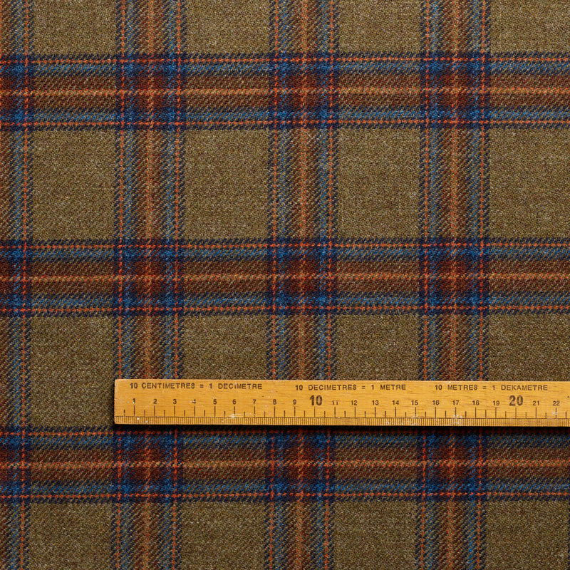 FD164 : Fox Rally Tweed Olive, Blue & Brown Check