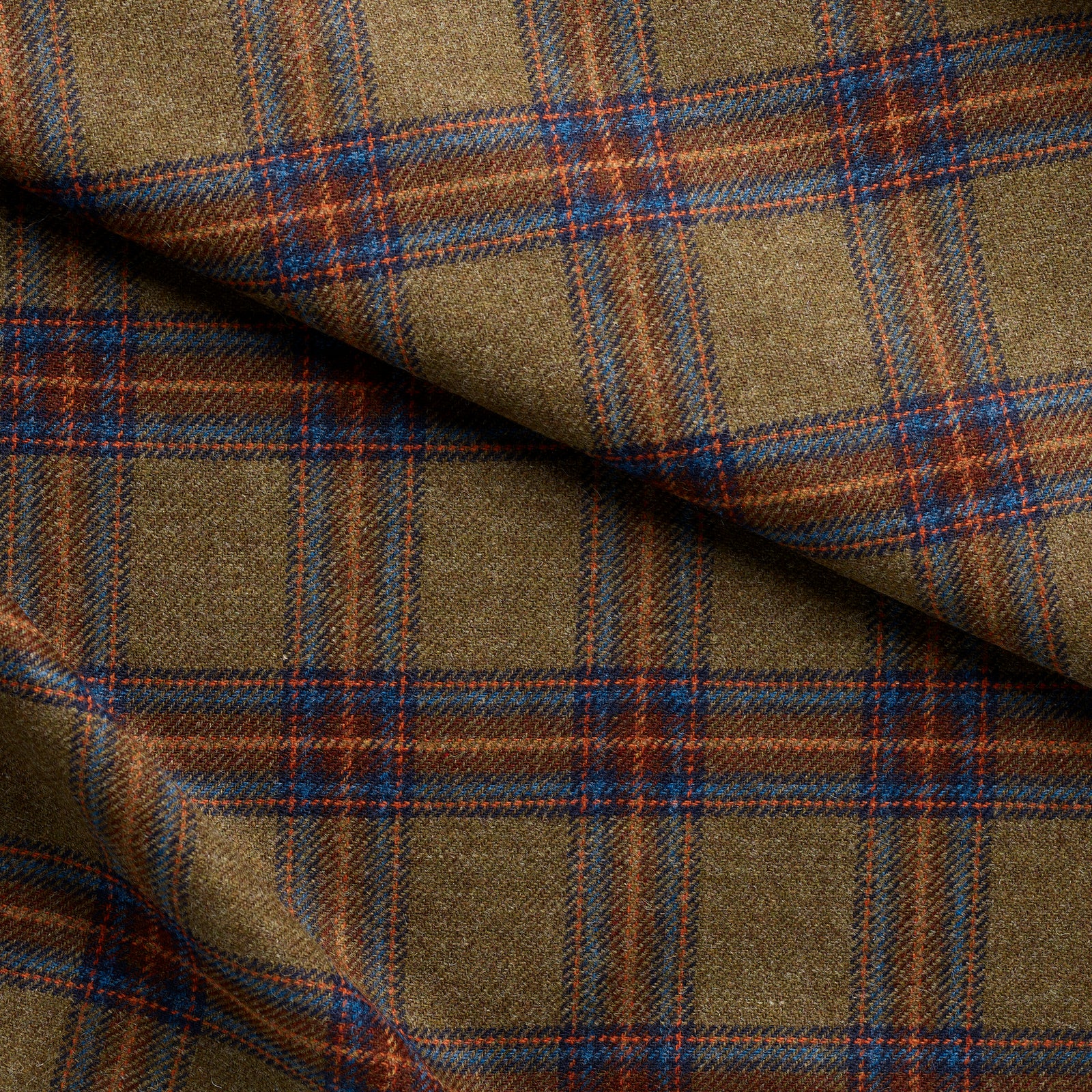 FD164 : Fox Rally Tweed Olive, Blue & Brown Check – Fox Brothers