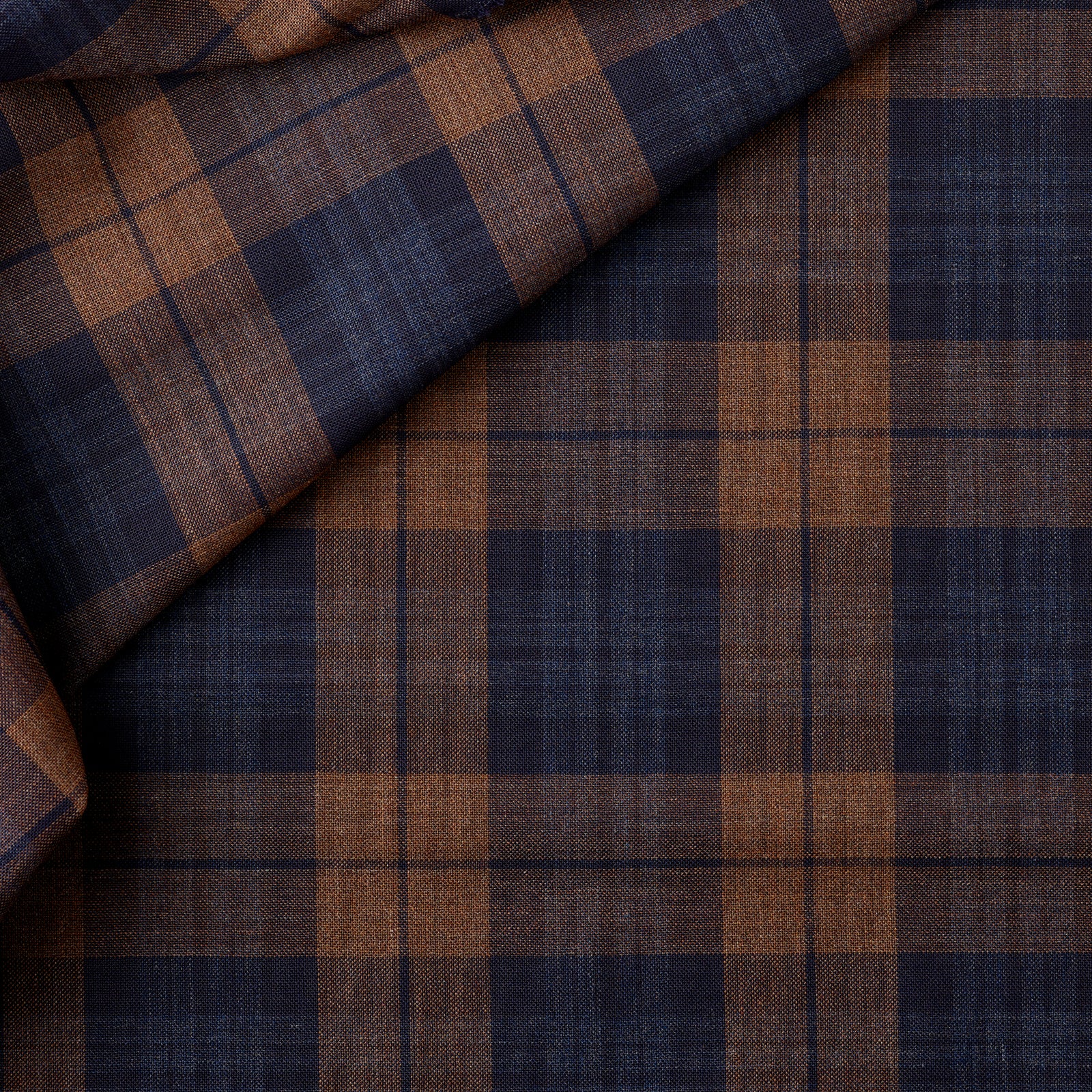 FA2-18 : Large Glen Check Walnut, Navy & Indigo – Fox Brothers