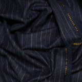 Gianni Chalk Stripe Torino Blue lambswool cloth by Fox Brothers