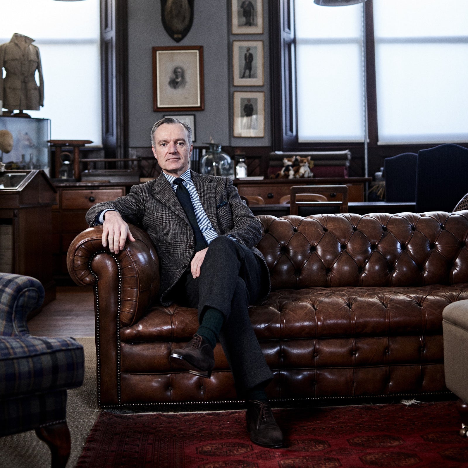 TD35 : Madgwick Brown Prince of Wales Check Tweed with Green Deco