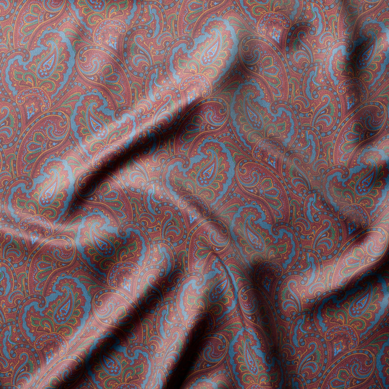 PL19 : Fox Lining Bordeaux and Blue Paisley