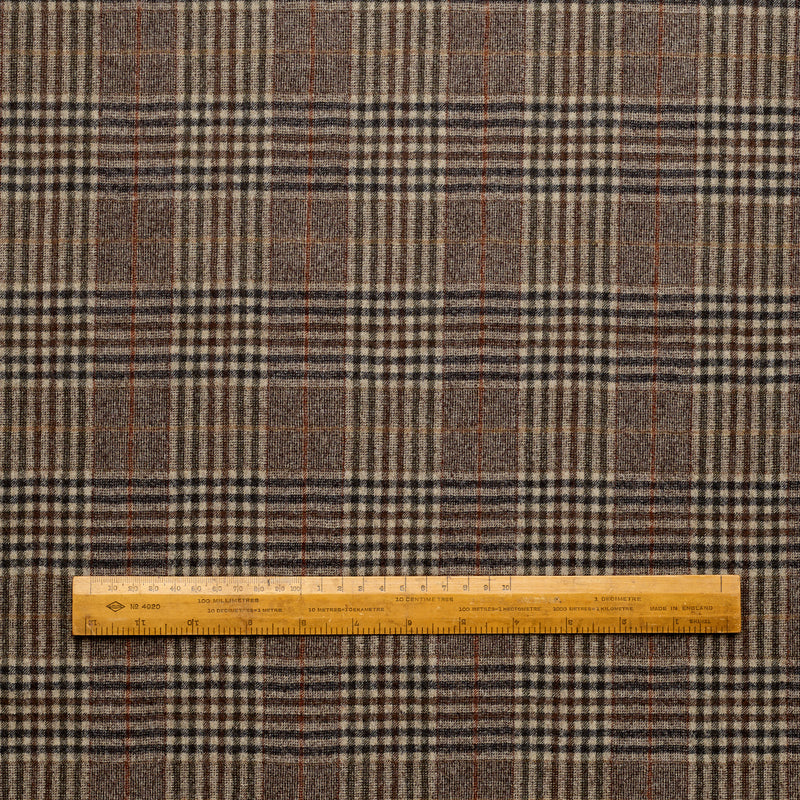 WF2-2 : Worsted Flannel Brown Check with Rust Deco