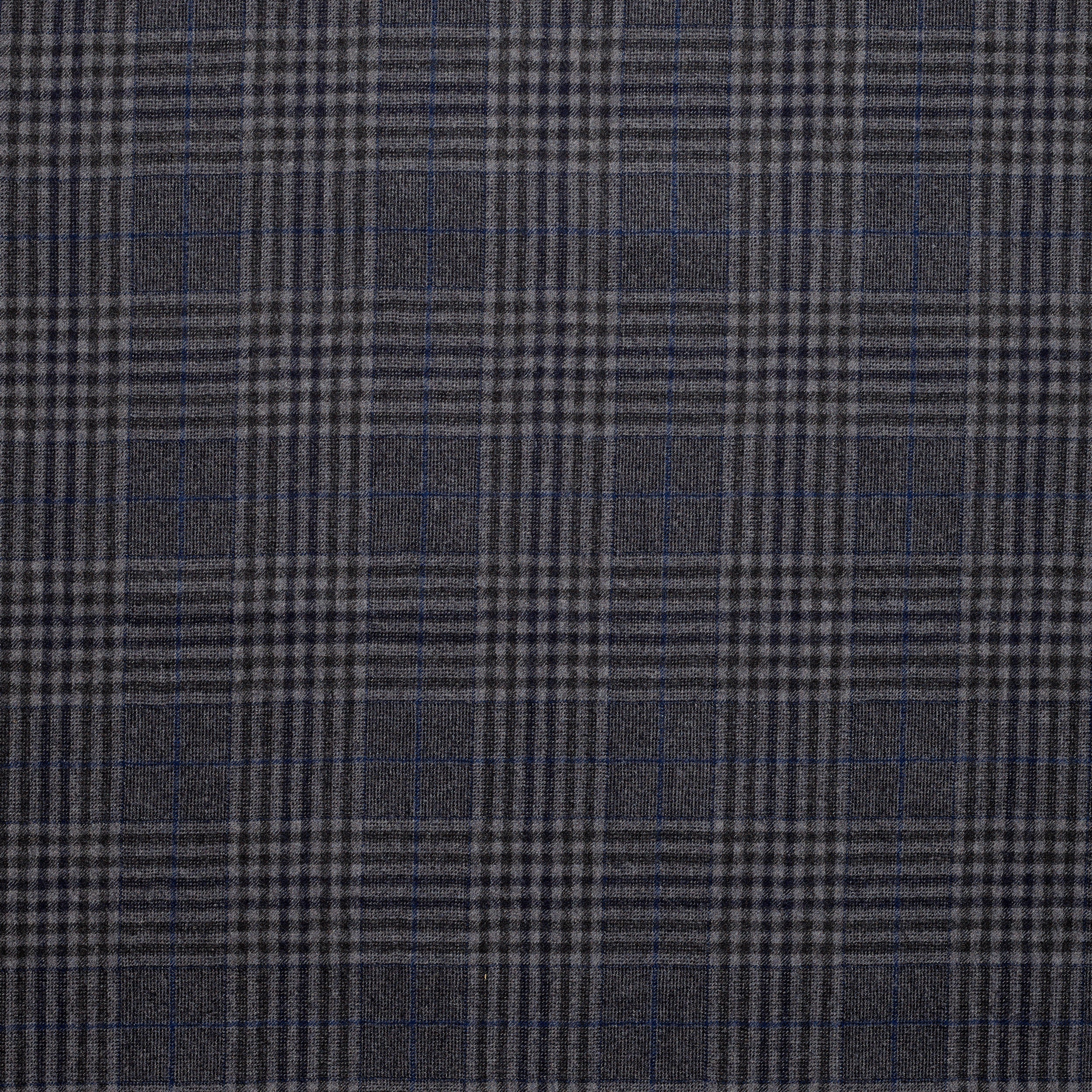 WF2-4 : Worsted Flannel Grey Check with Blue Deco