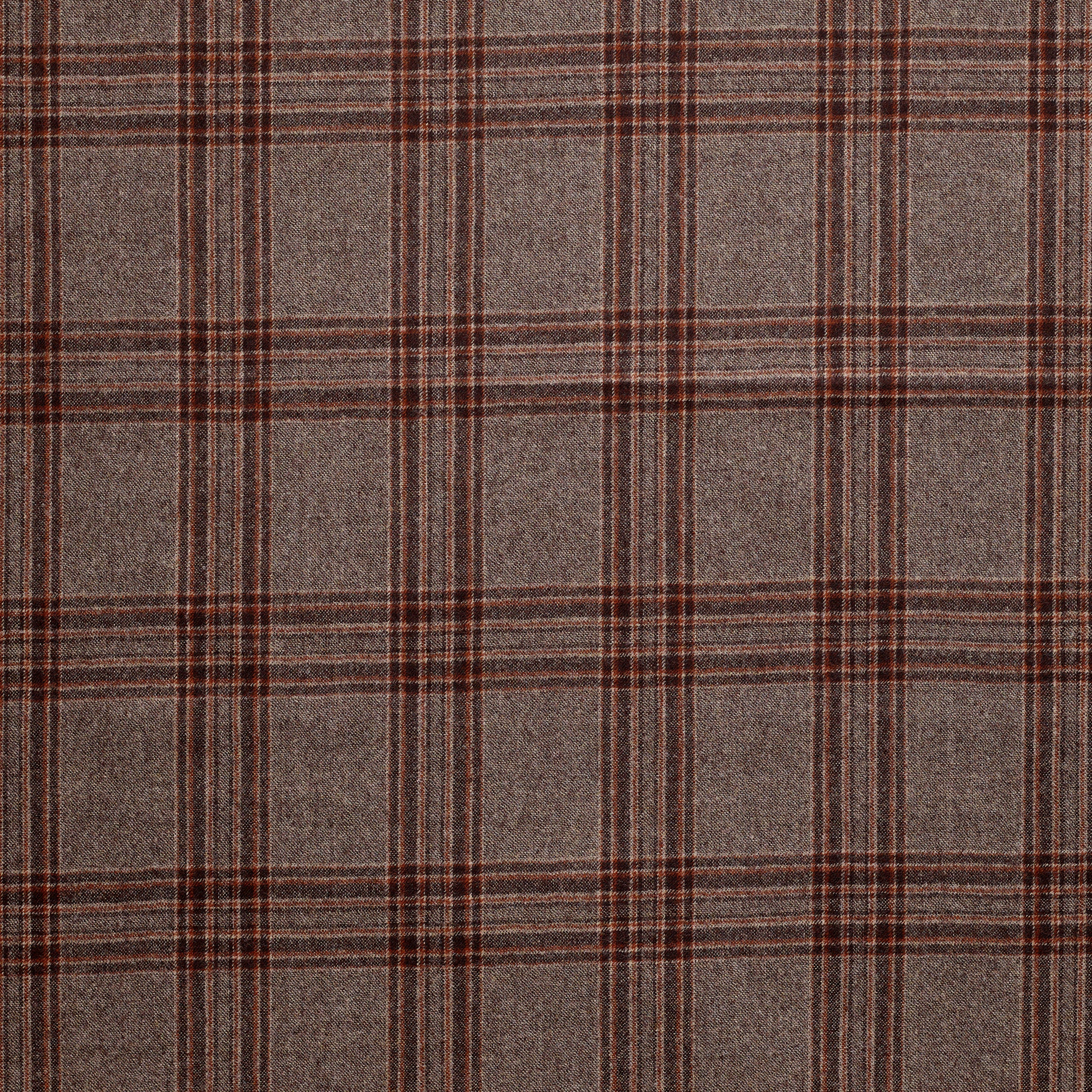 WF2-5 : Worsted Flannel Grey Check with Bordeaux Deco