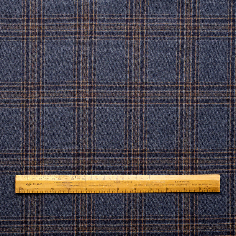 WF2-7 : Worsted Flannel Blue & Light Brown Check