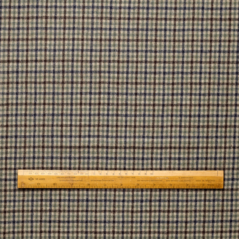 WF2-8 : Worsted Flannel Brown, Blue & Green Micro Check