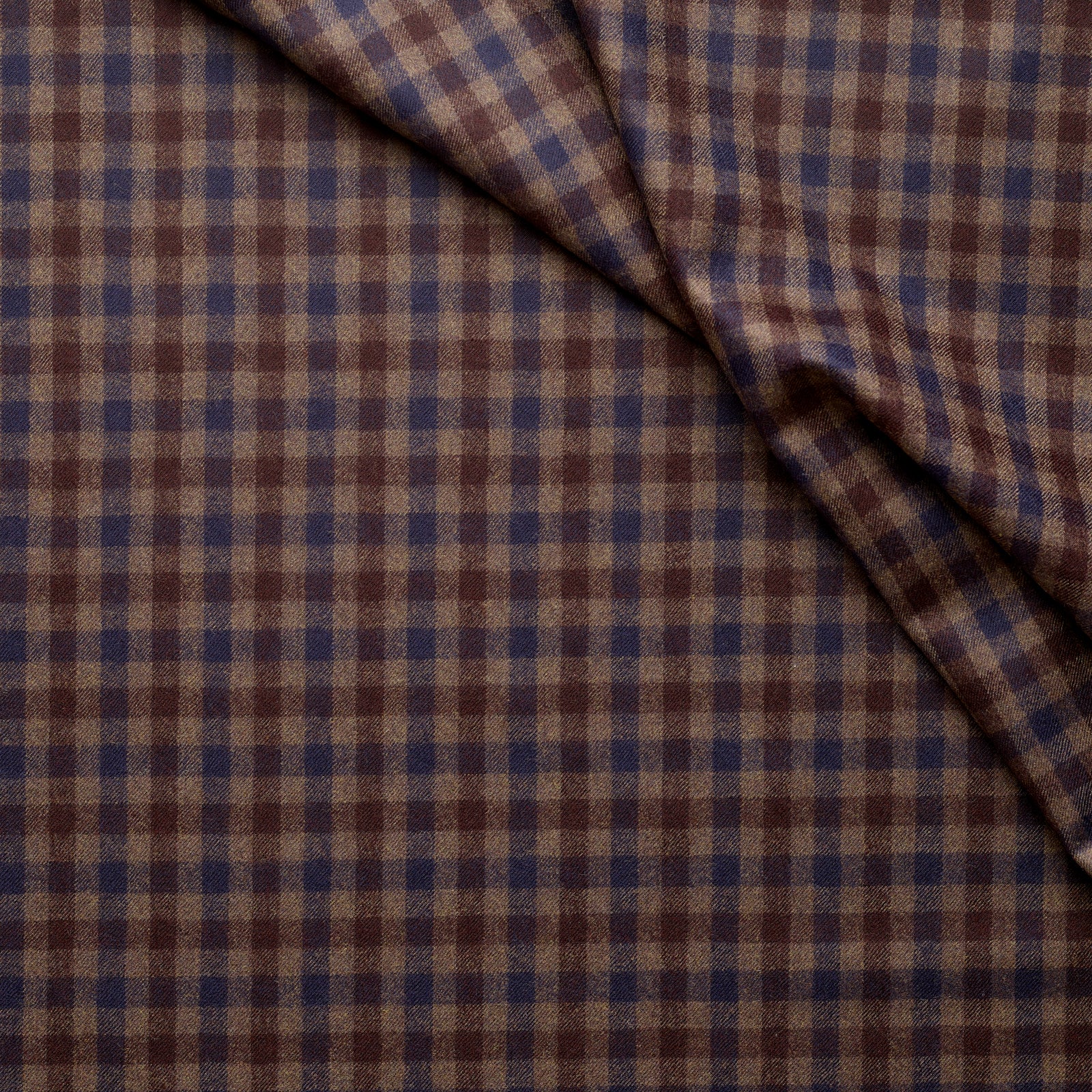 WF2-12 : Worsted Flannel Brown & Blue Check – Fox Brothers & Co Ltd