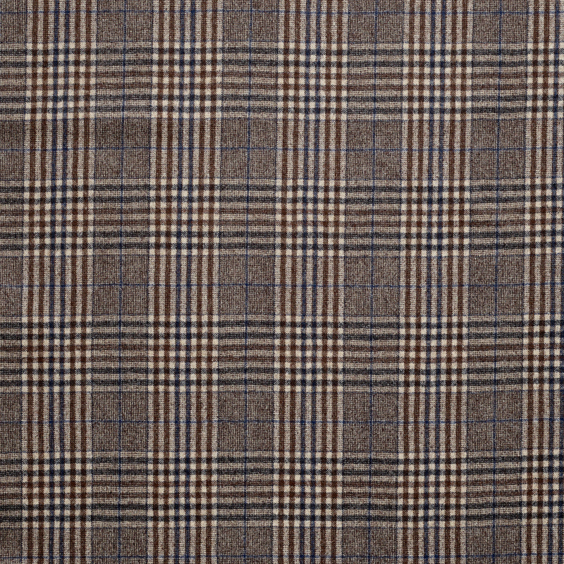 WF2-1 : Worsted Flannel Taupe Check with Blue Deco
