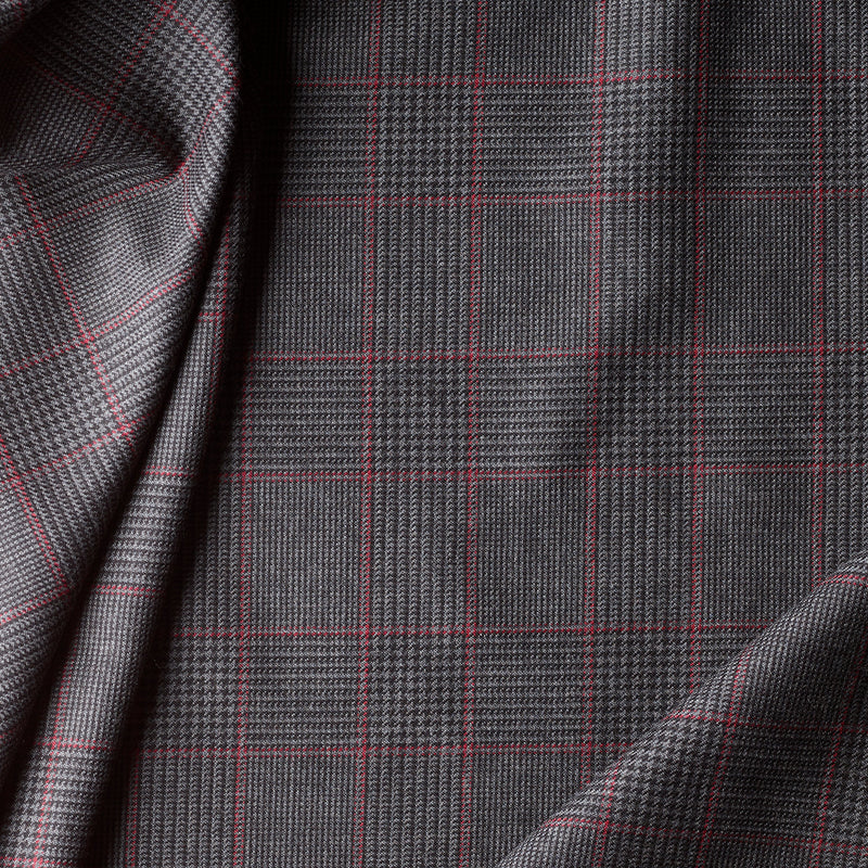 WT2 : Worsted Classics Grey Guarded Glen Check with Red Deco