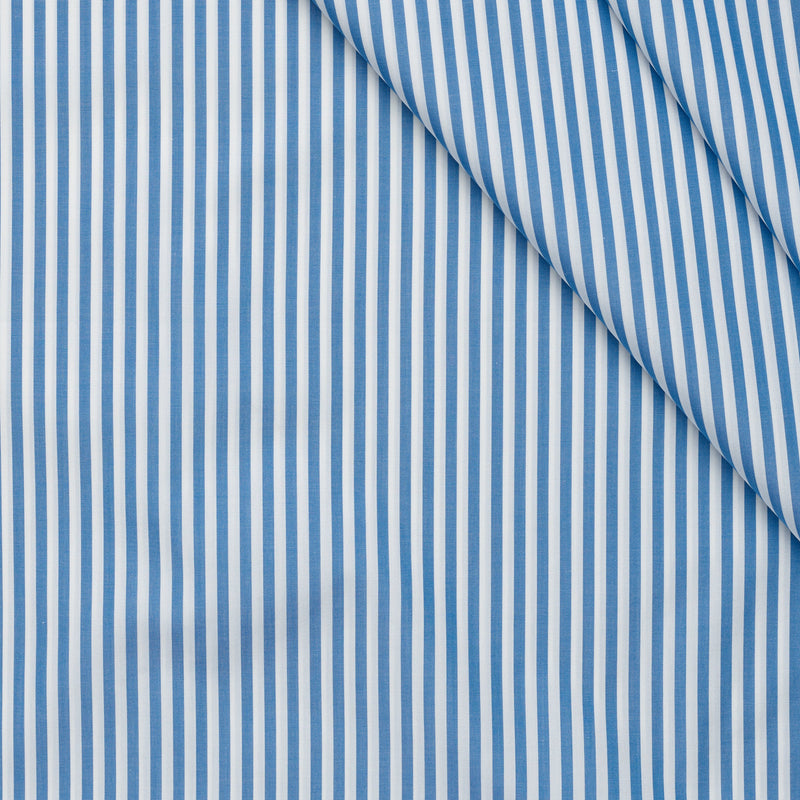 Carlo Riva Blue & White Bengal Stripe Poplin Shirting