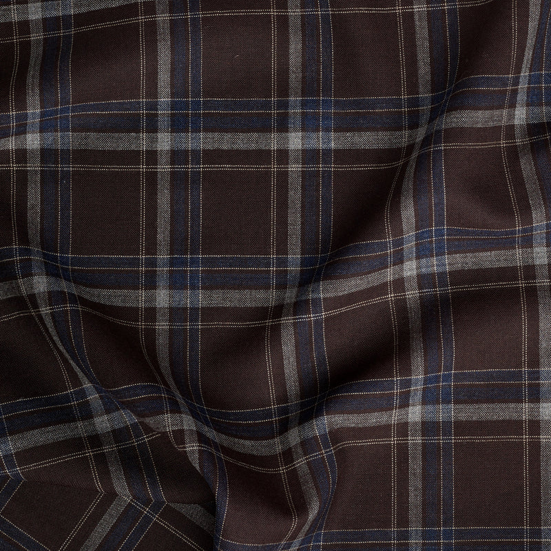 FJ2 : Chocolate Brown Layered Windowpane Check