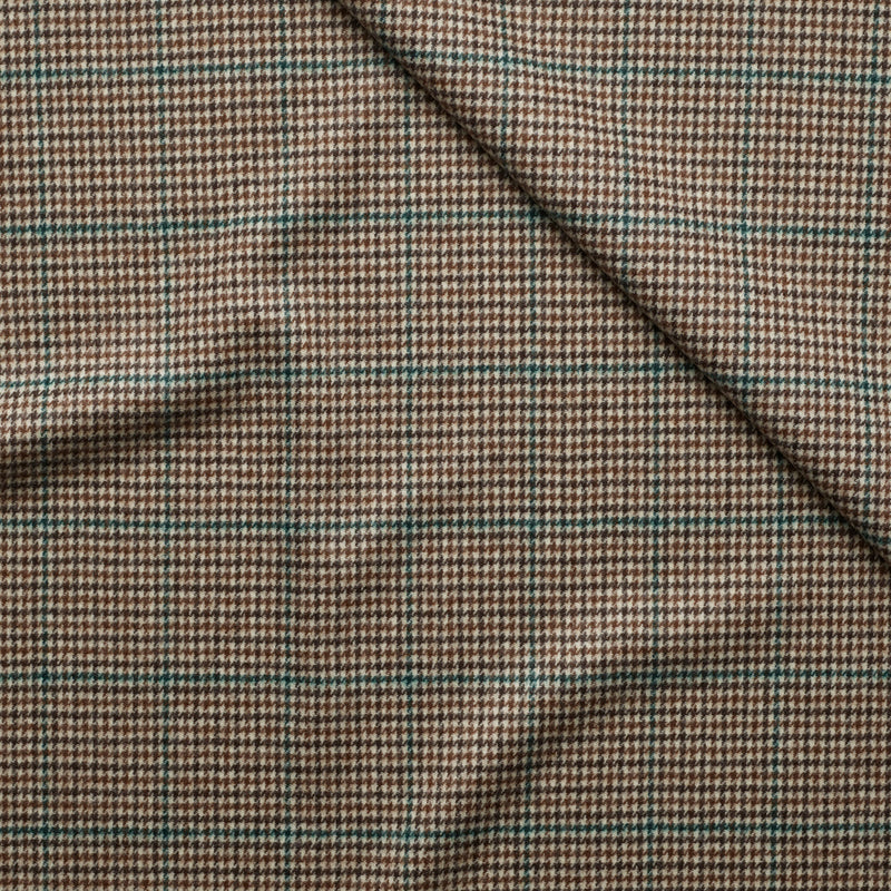 JK12 : Windowpane Decor on Brown, Camel and Beige Houndstooth