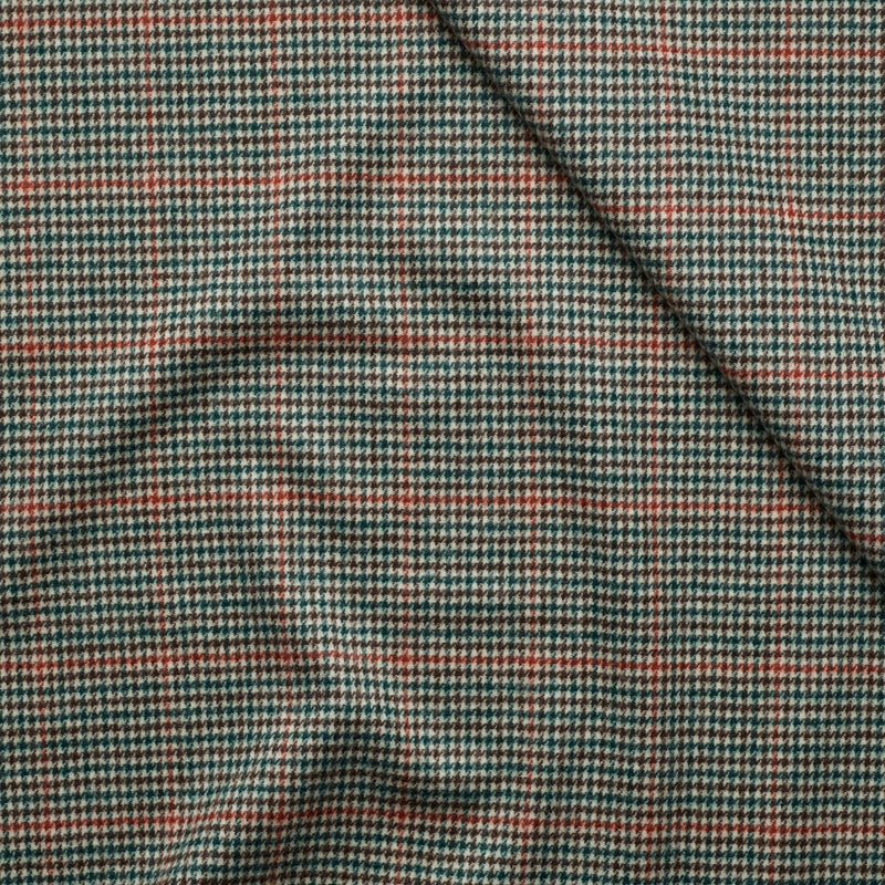 JK13 : Windowpane Decor on Brown, Green and Beige Houndstooth