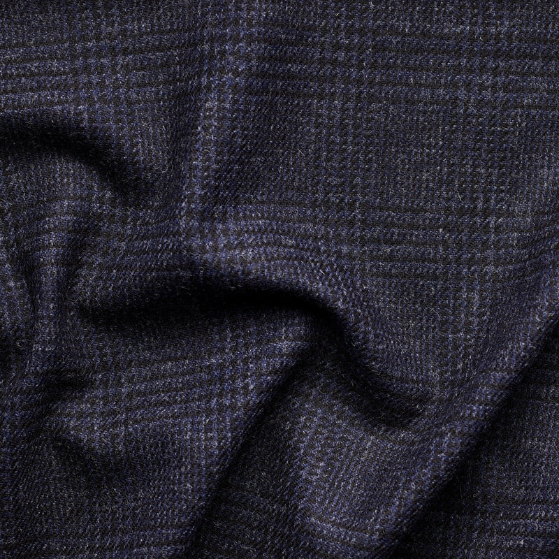 TD33 : Midnight Navy Prince of Wales Check Tweed