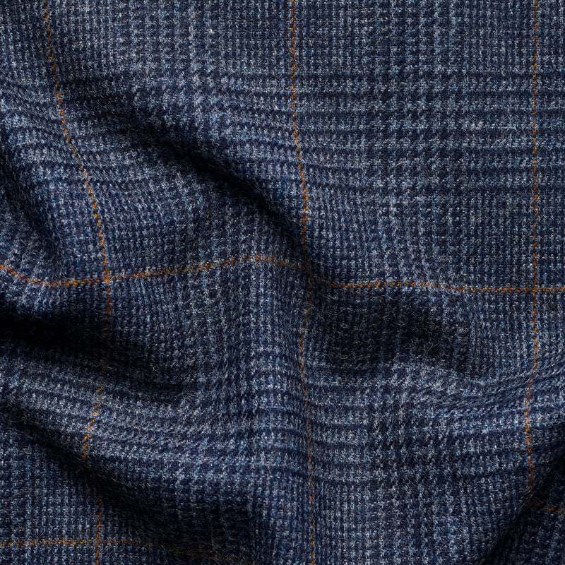 TD37 : Navy Prince of Wales Check Tweed with Rust Deco