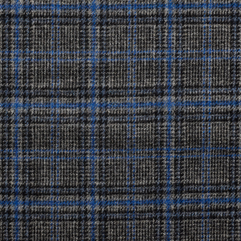 TD47 : Charcoal, and Royal Blue Check Tweed