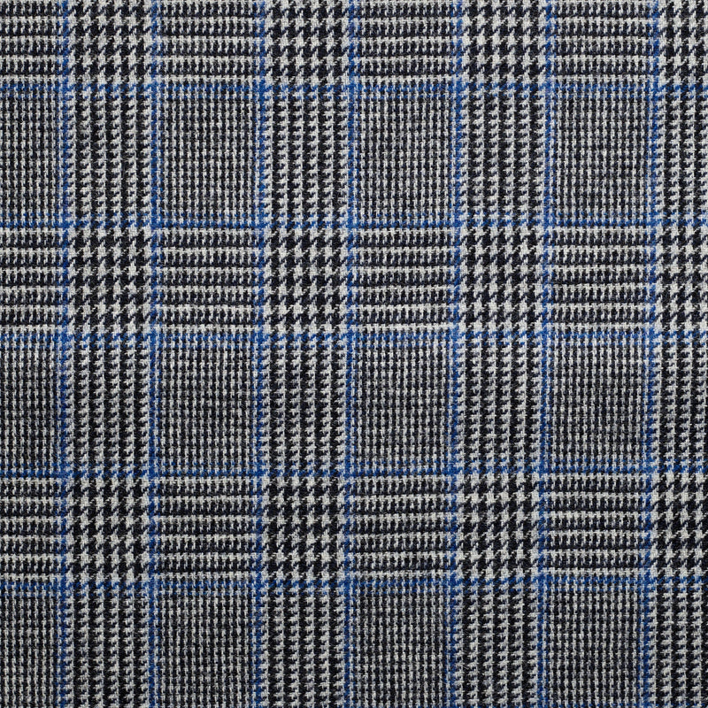 TD56 : Black & Ecru Glen Check Tweed with a Blue Deco