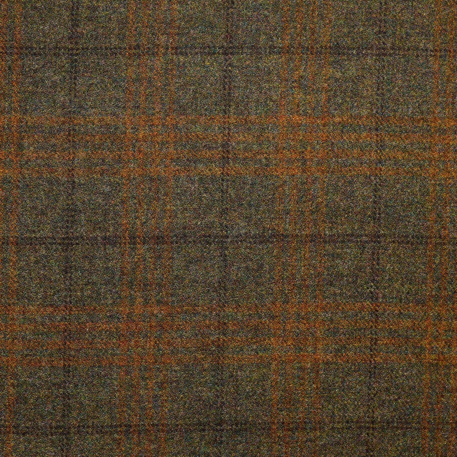 TD64 : Moss Green Tweed with Brown and Amber Windowpane Deco – Fox